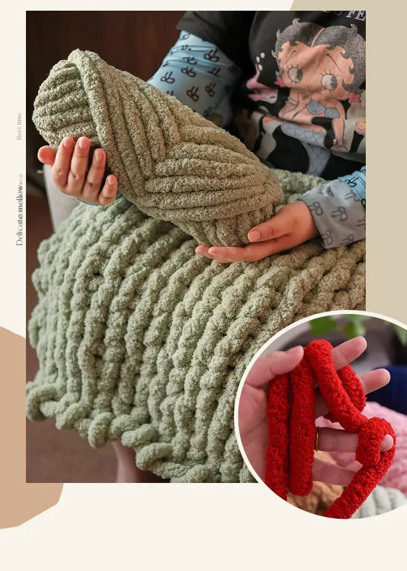 Premium Gradient Cat Tail Yarn 2-Pack - Extra Thick Chenille Plush Yarn 500g