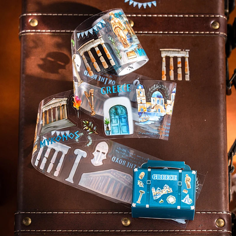 60mm*2m PET Tapes World Travel DIY Scrapbooking Decor Photo Album Collage Junk Journal Materials Aesthetics Stickers