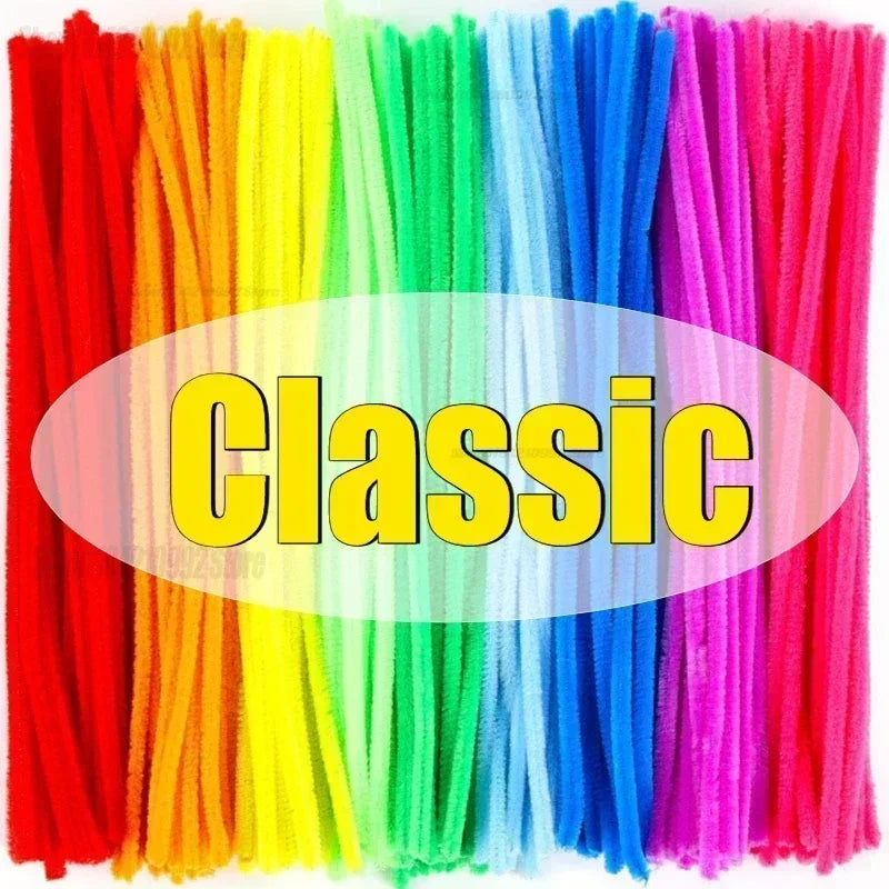 100pcs Chenille Stems Toys DIY Strips Twist Bar Anvil Wire Craft Pipe Creative Hobby Children Plush Stick Chenille Sticks