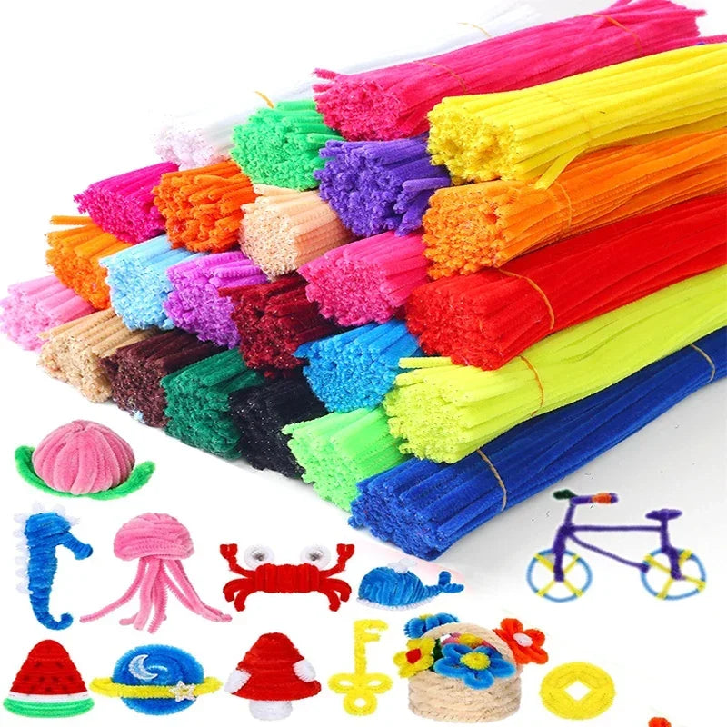100pcs Chenille Stems Toys DIY Strips Twist Bar Anvil Wire Craft Pipe Creative Hobby Children Plush Stick Chenille Sticks