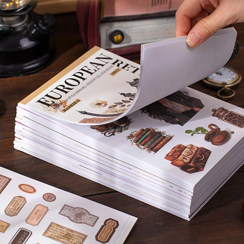 Mr. Paper, 20pcs/book, Vintage Floral Character Sticker Book, Scrapbook Supplies, Decorative Notebook, Photo Frame, Phone Case