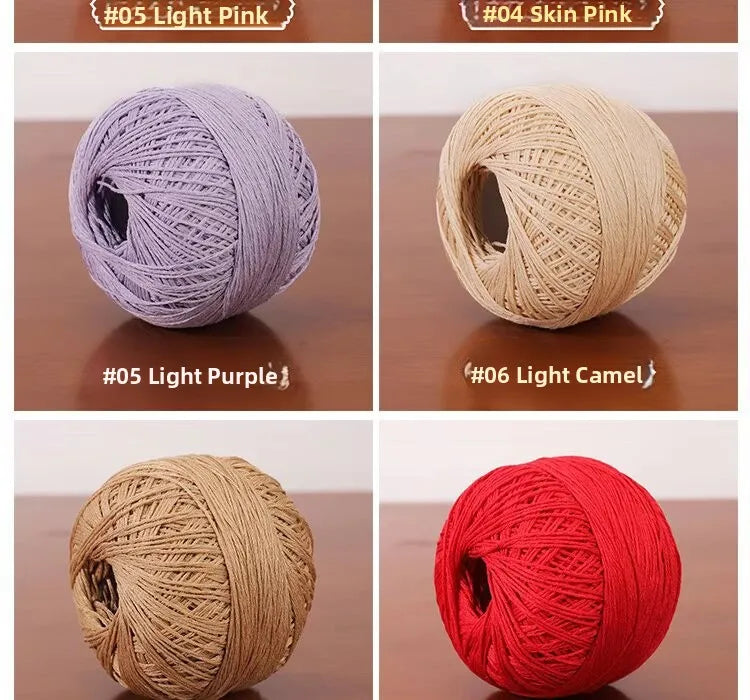 6-Strand Cotton Linen Lace Yarn Handmade Crochet Thread Medium Fine Hooking DIY Material Kit Children's Sweater Crochet Needl...