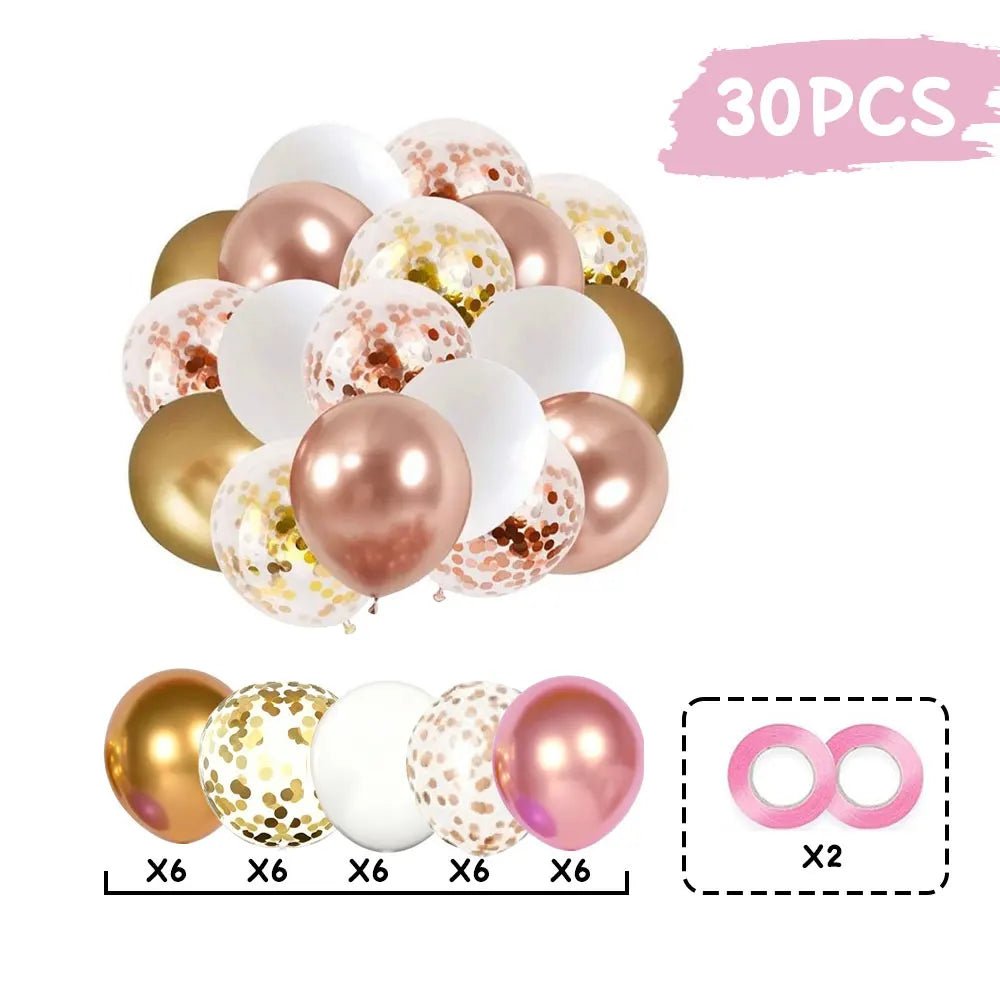 30PCS Birthday Latex Balloon Set for Graduation Birthday Wedding Party Arch wreath Baby Shower Child's Day Decoration Supplies