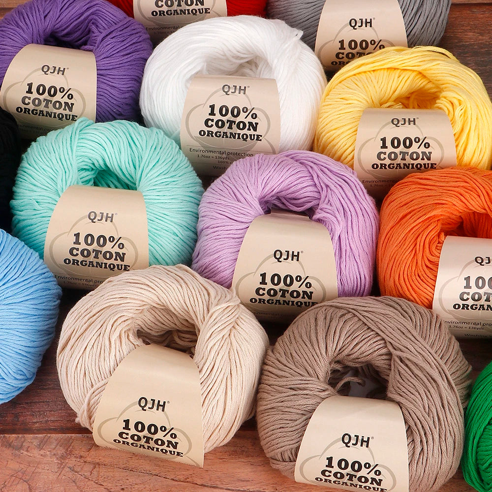 QJH 100% Cotton Yarn, Cotton Baby Sport Weight Yarn, Amigurumi Yarn, Summer Soft Yarn, Crochet/Knitting Yarn - 6 Pcs