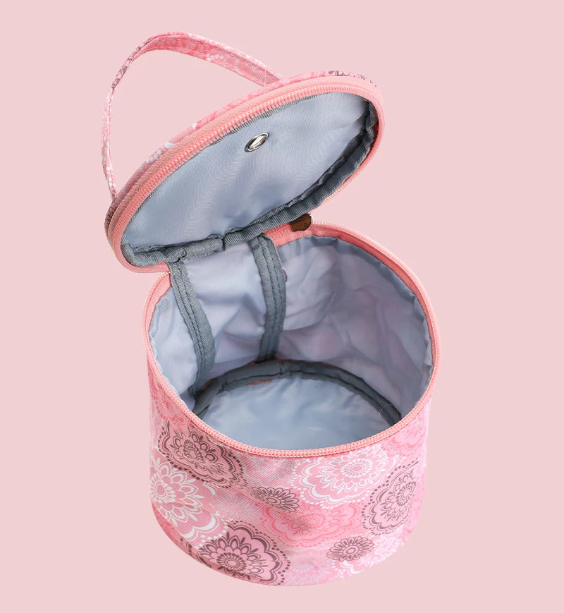 Round Yarn Handheld Storage Bag Portable Knitting Bag with Thread Hole DIY Yarn Sewing Tools Organize Crochet Hook Storage Bag