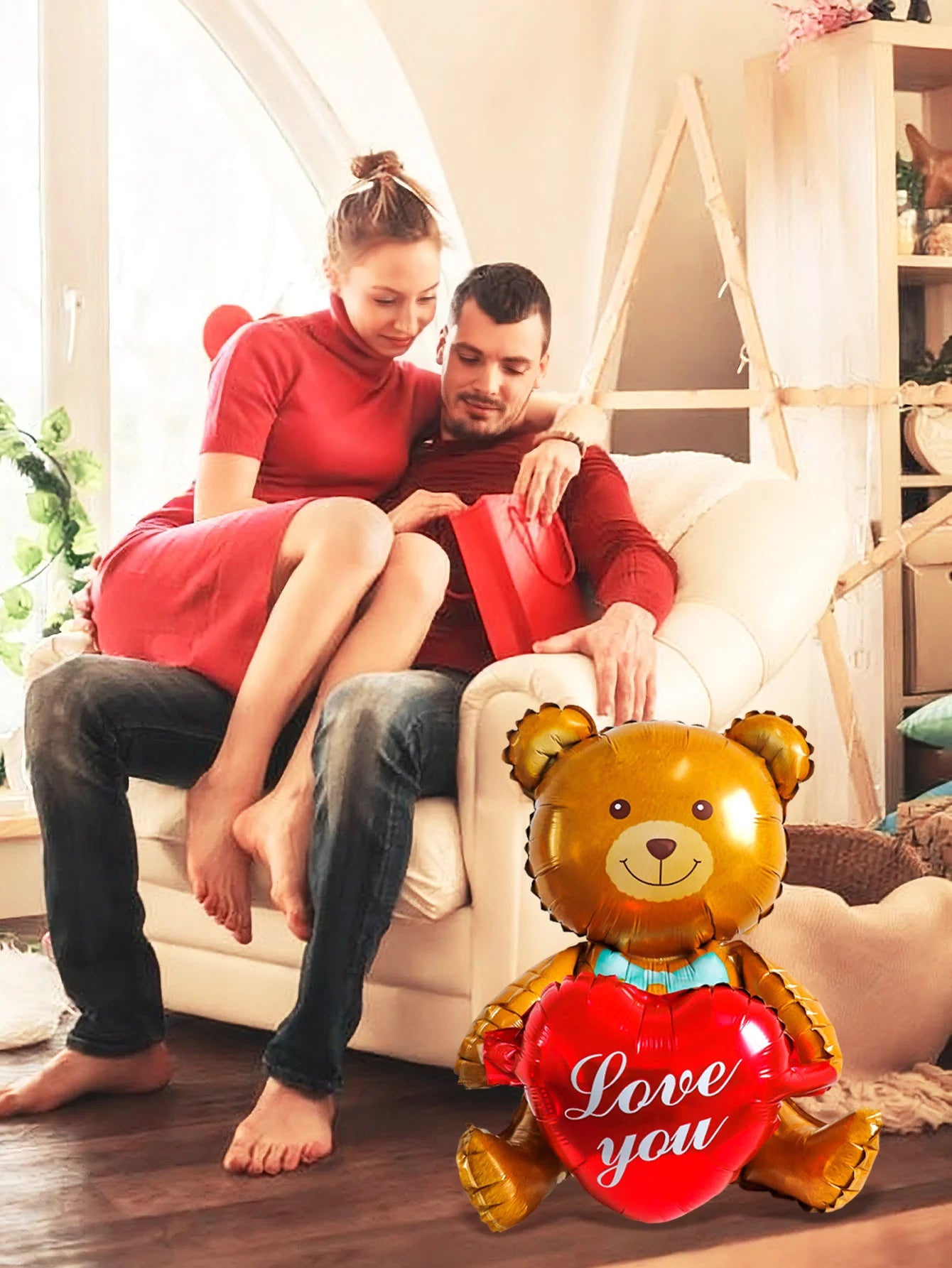 1/3 pcs teddy bear holding a heart-shaped balloon,suitable for Valentine's Day,birthdays, proposals,weddings,and anniversaries.