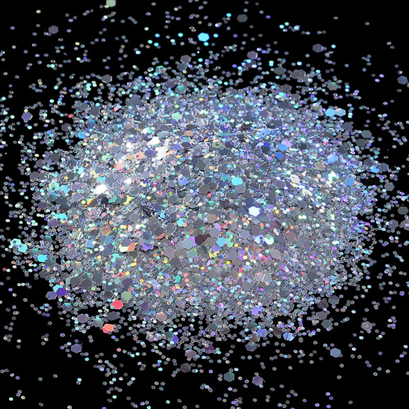 10g Holographic Hexagon Chunky Glitter Epoxy Resin Filler Flakes Laser Sparkly Sequins for DIY Epoxy Resin Nail Art Fillings