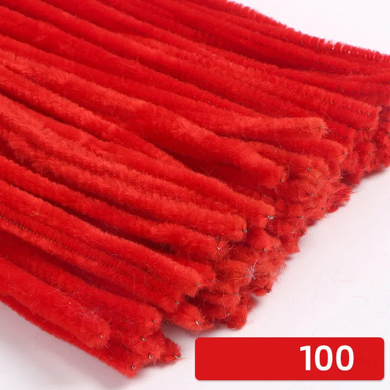 100pcs 30cm Chenille Stems Stick Cleaners Kids Educational Toys Handmade Colorful Chenille Stems Pipe for DIY Craft Supplies
