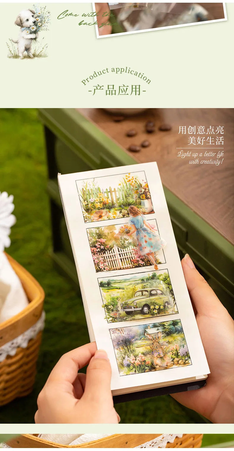 Journamm 60mm*2m Transparent PET Aesthetic Tape Flower Tape Decor Junk Journal DIY Scrapbooking School Supplies Collage Tapes