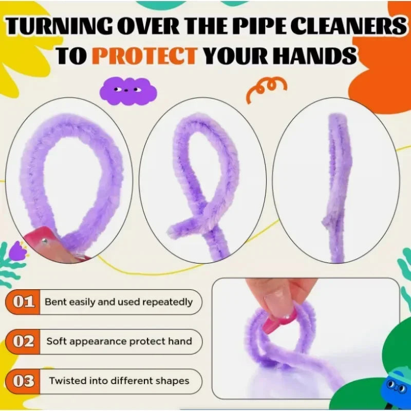 Wholesale Colorful Chenille Stems Pipe Cleaners Plush Tinsel Stem Wired Sticks Twist Stick Hair Strip DIY Craft Educational Toys