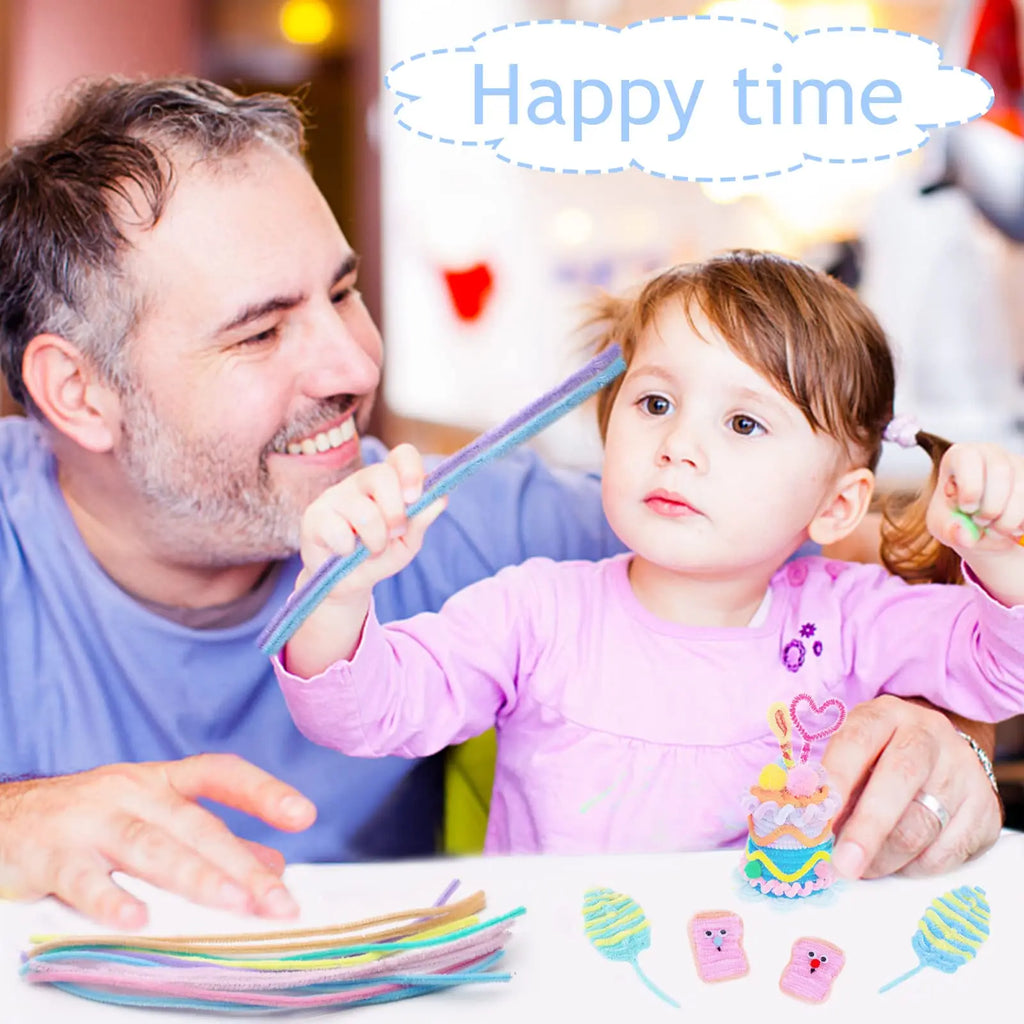 100 Pcs Colorful Chenille Stems Pipe Cleaners Plush Tinsel Stem Wired Sticks Twist Stick Hair Strip DIY Craft Educational Toys