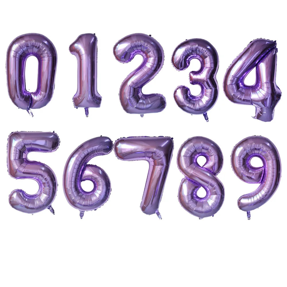 boy Girl Birthday Balloons 32inch Purple Number baloon 1 2 3rd Birthday Party Decoration Kids anniversaire 9/1/3 years old