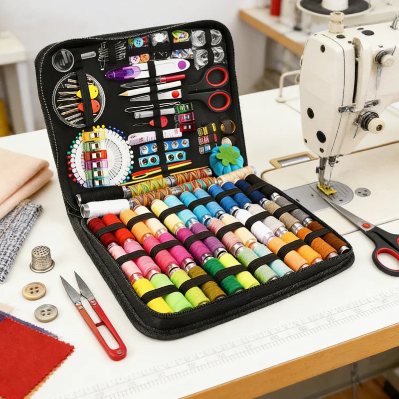 Large capacity portable sewing kit, sewing tool combination set, household multi-color sewing tool set sewing box, travel sewing