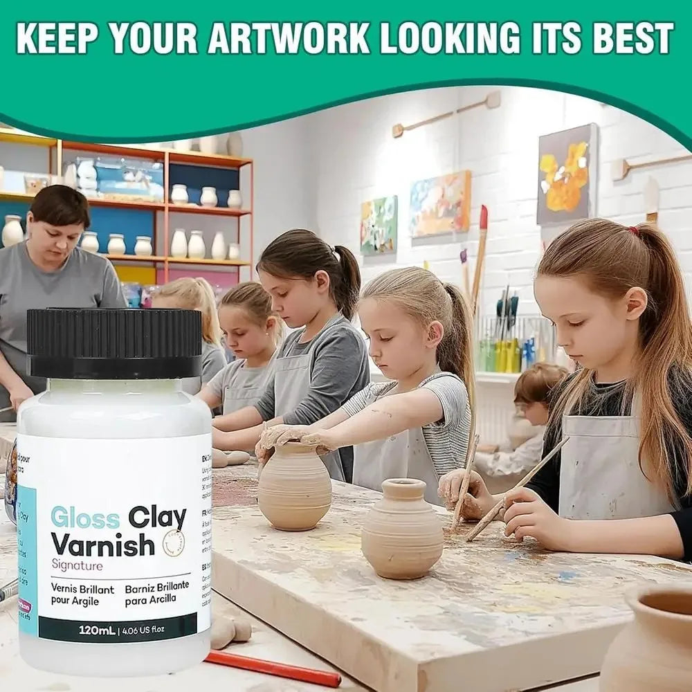 50/100ML Gloss Varnish For Air Dry Clay Glaze Clay Gloss Clay Varnish High Gloss Varnish Long-Lasting Multiusing Glossy