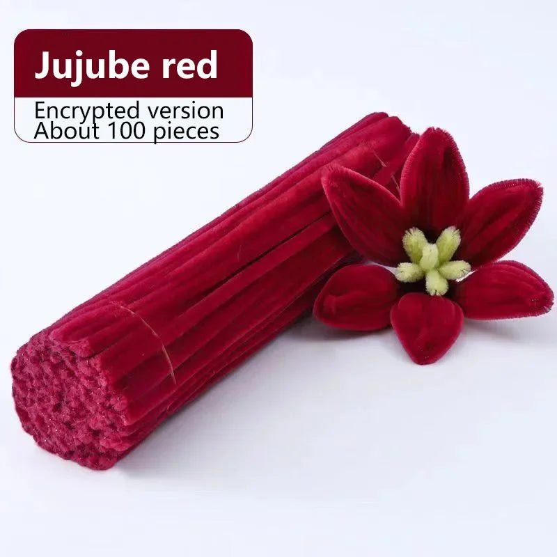 100pcs Chenille Stems Toys DIY Strips Twist Bar Anvil Wire Craft Pipe Creative Hobby Children Plush Stick Chenille Sticks