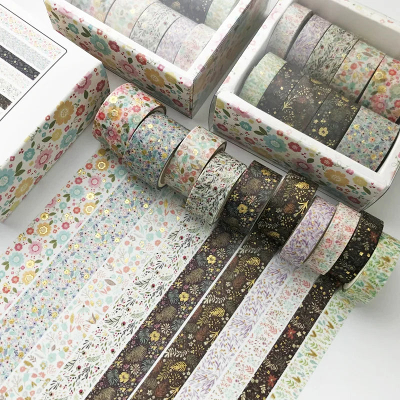 10 PCS Retro Washi tapes set School supplies Kawaii stickers Masking tape Aesthetic stationery Scrapbooking journal decoration