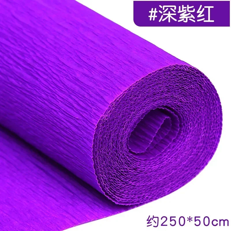 1Pcs 50x250cm Colored Crepe Paper Craft DIY Flowers Decoration Gift Wrapping Paper Craft Roll Origami Handmade Crinkled Paper