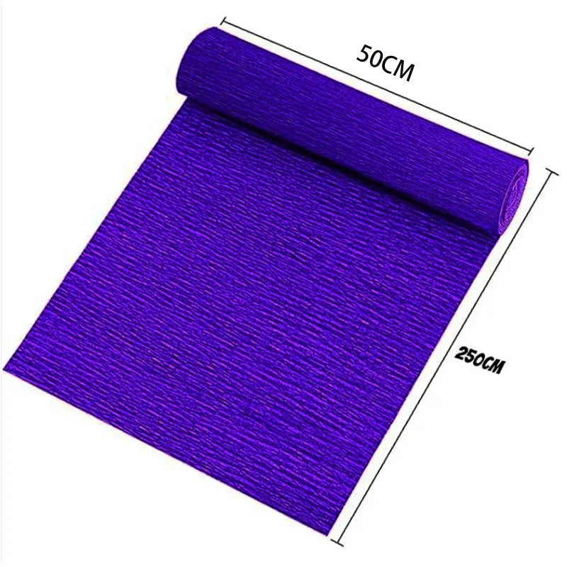 1Pcs 50x250cm Colored Crepe Paper Craft DIY Flowers Decoration Gift Wrapping Paper Craft Roll Origami Handmade Crinkled Paper