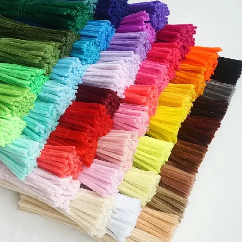 Colorful Chenille Stems Pipe Cleaners Plush Tinsel Stem Wired Sticks Twist Stick Hair Strip DIY Craft Educational Toys Wholesale