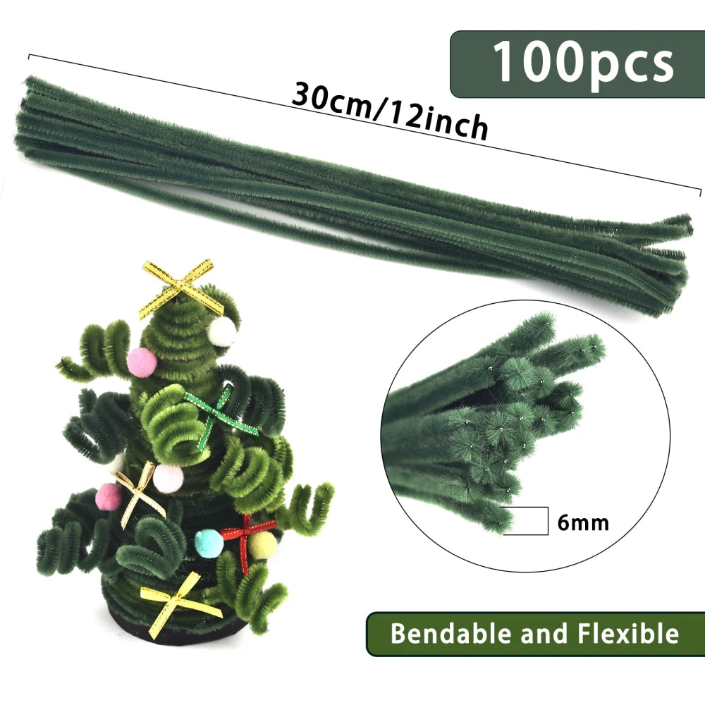 100pcs Plush Stick Chenille Stem Pipe Kids Toys Twisting Bar Creative Hobby Material Plush StripsIron Felt Wires Chenille Sticks
