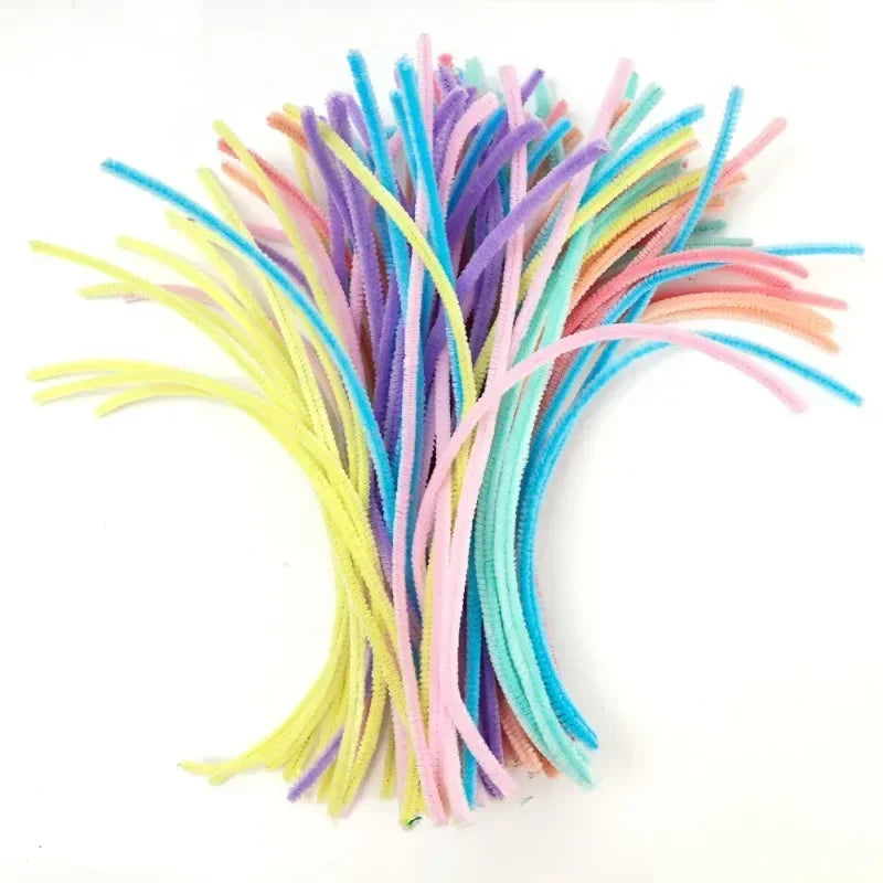 Wholesale Colorful Chenille Stems Pipe Cleaners Plush Tinsel Stem Wired Sticks Twist Stick Hair Strip DIY Craft Educational Toys