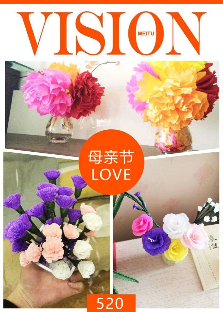 Color Handmade Crepe Paper Diy Paper Flower Material Gift Paper Roll Edge Paper Kindergarten Handmade Flower Origami
