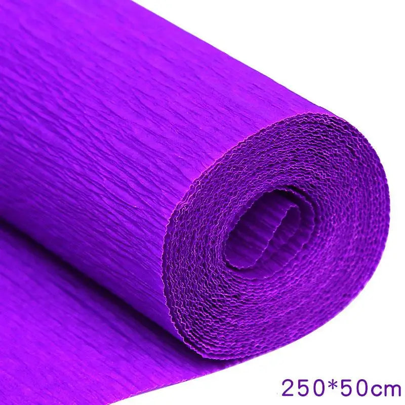 50x250cm Colored Crepe Paper Roll Origami Crinkled Crepe Paper Craft DIY Flowers Decoration Gift Wrapping Thickened Paper Craft