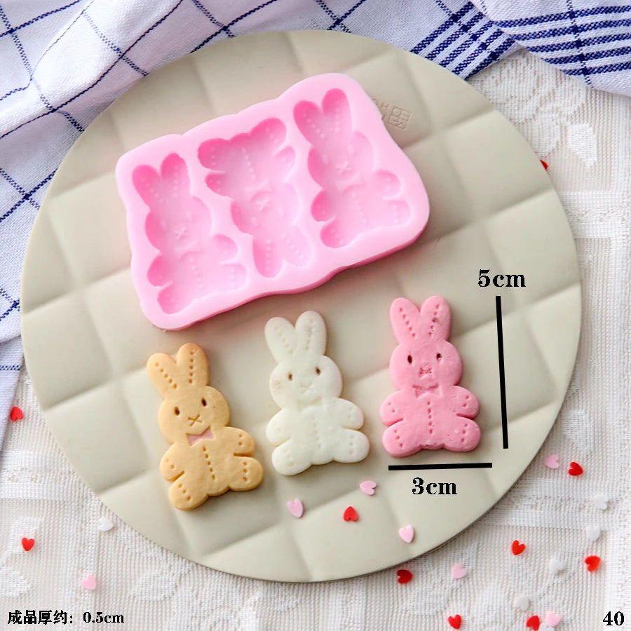 VERIDIAN Waffle Biscuit Silicone Molds Bunny Bear Chocolate Fondant Cake Mold Baking Accessories Cake Decoration Accessories