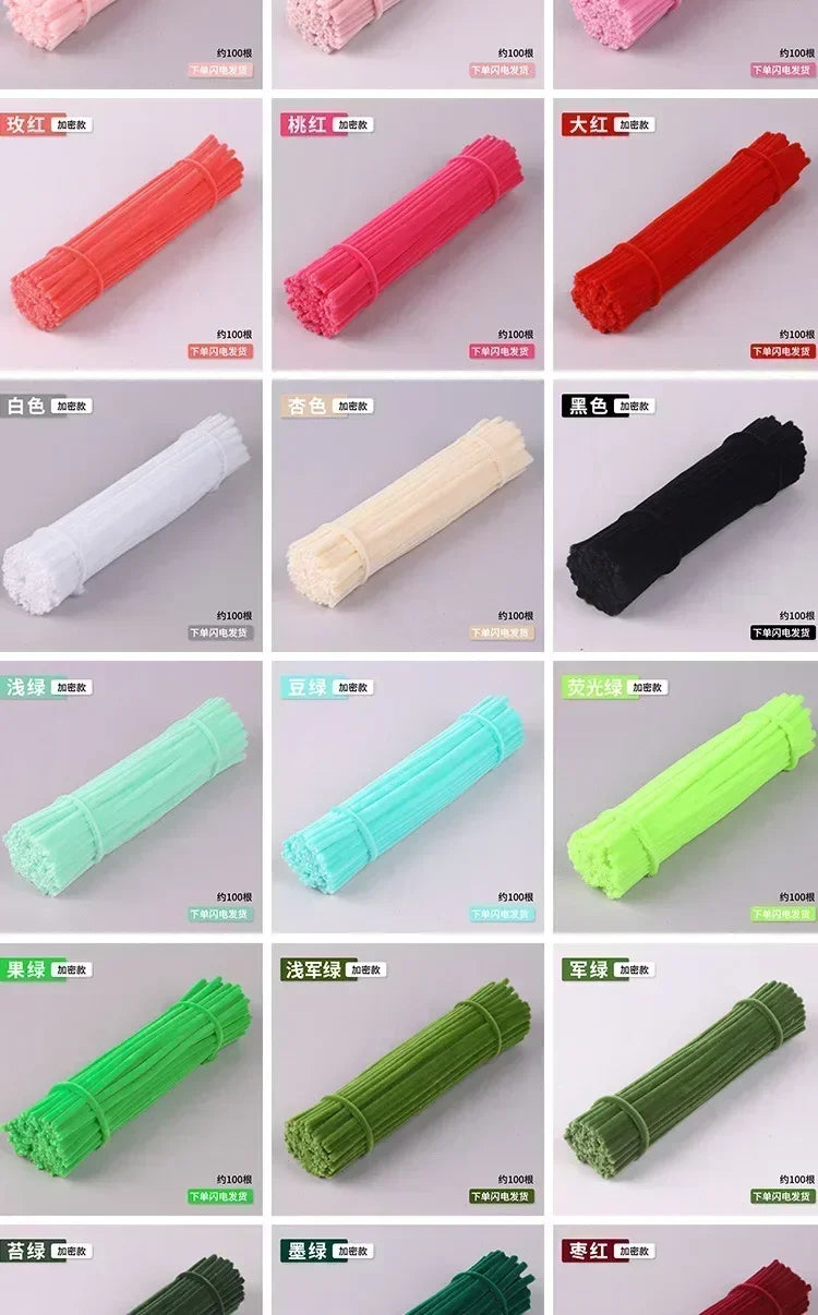 Chenille Wire Pipe Cleaners Creative Wires Cleaners Colorful Stems DIY Plush Stem Wired Twist Stick Hair Strip Kid Handmade