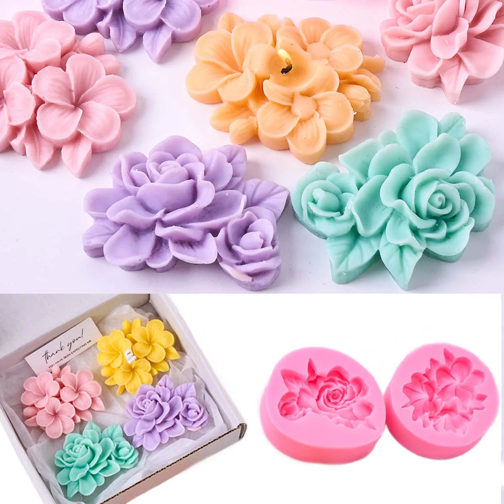 Frangipani Gardenia Flower Silicone Candle Mold DIY Handmade Soap Soy Wax Scented Candle Plaster Ornaments Molds Home Decor