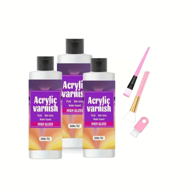 60/120/200ML Acrylic Varnish High Gloss Finish Protective for Paintings Non-Yellowing Waterproof Sealant For DIY Crafts And Art