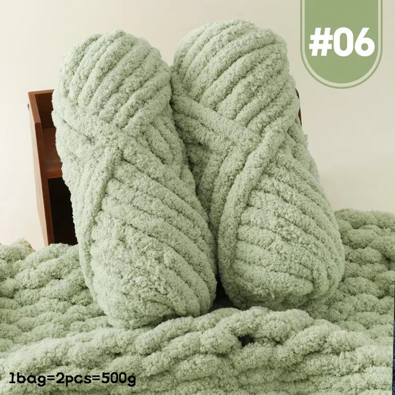 Premium Gradient Cat Tail Yarn 2-Pack - Extra Thick Chenille Plush Yarn 500g