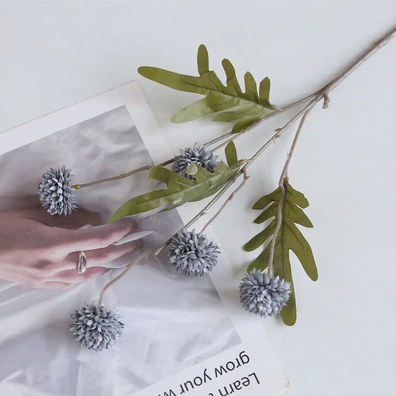 10 pcs Dandelion Artificial Flower Wedding  5 Head Fake Flowers Small Thorn Ball Home Decoration Bouquet Valentine's Day