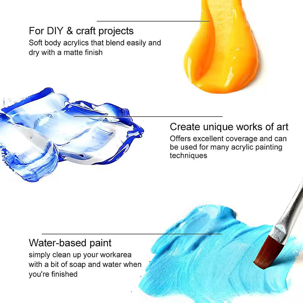 24-Color 60ML Acrylic Paint Set Student Art DIY Graffiti Hand-Painted Spray Paint for Creative Painting Projects