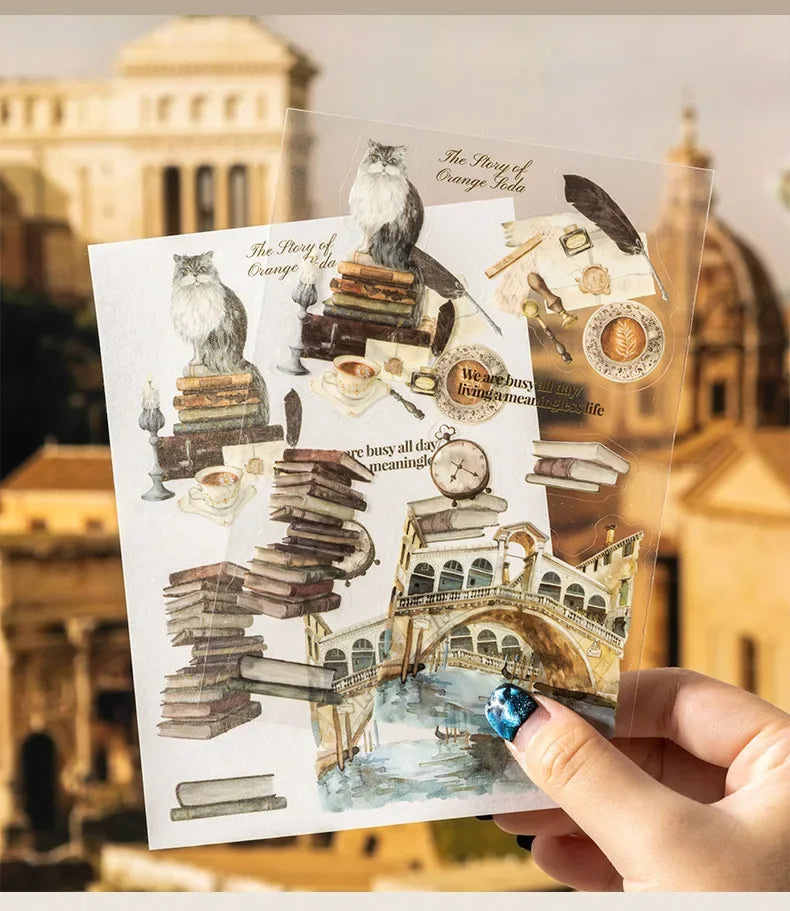 10pcs per Walking in Rome Collection Roman Handbook pack Sticky Notebook Stationery Materials Scrapbook cut 181*119mm