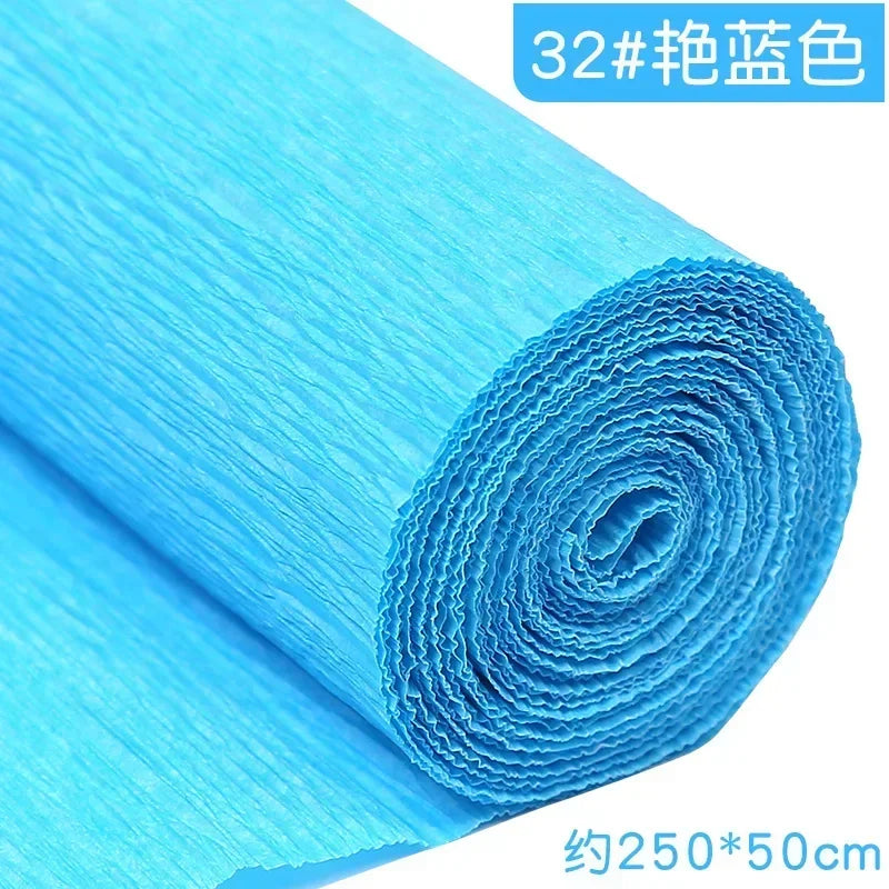1Pcs 50x250cm Colored Crepe Paper Craft DIY Flowers Decoration Gift Wrapping Paper Craft Roll Origami Handmade Crinkled Paper