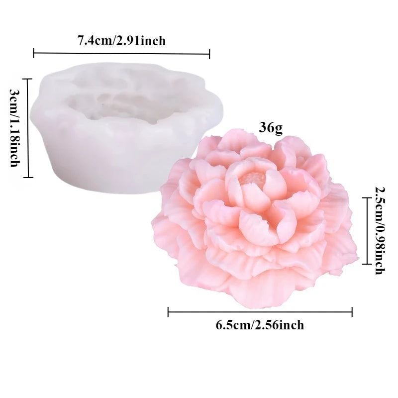 Large Peony Flower Silicone Candle Mold Diy Handmade 3D Rose Candle Soap Plaster Resin Cake Baking Tool Home Decoration Gift