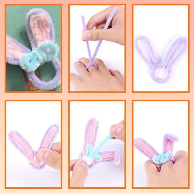 Wholesale Colorful Chenille Stems Pipe Cleaners Plush Tinsel Stem Wired Sticks Twist Stick Hair Strip DIY Craft Educational Toys