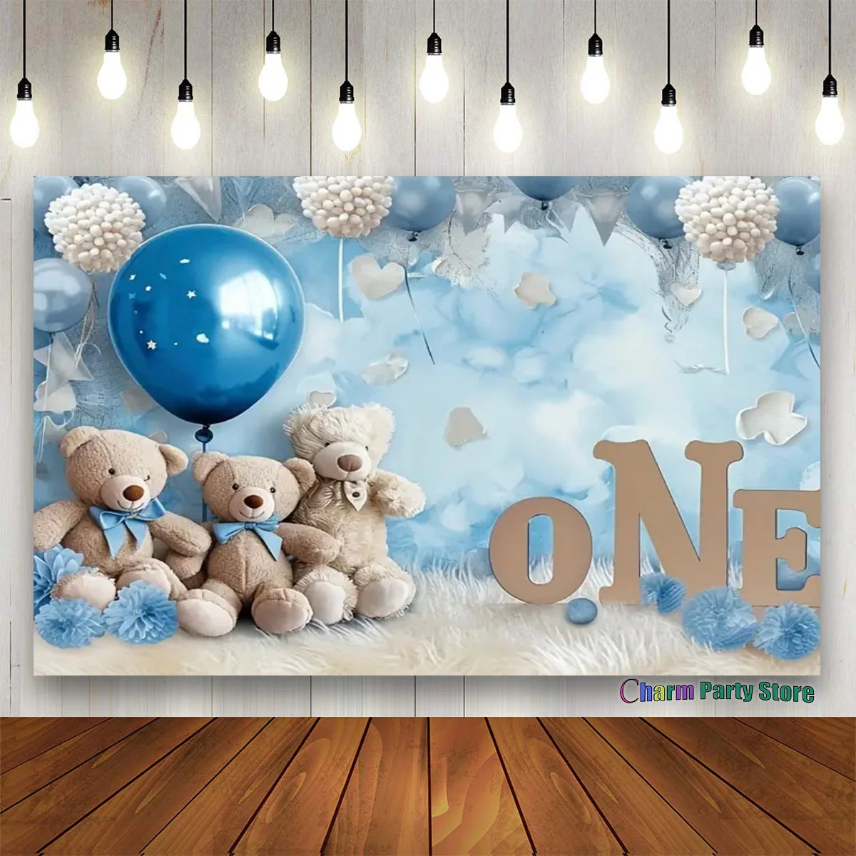 Teddy Bear Colorful Balloons 1st Birthday Backdrop Kids Gifts Baby Shower Oh Baby Background for Photography  Photo Props Studio