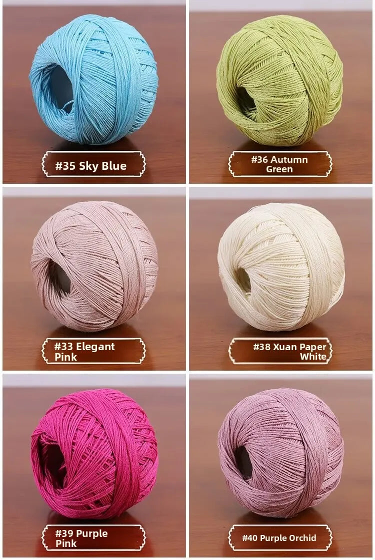 6-Strand Cotton Linen Lace Yarn Handmade Crochet Thread Medium Fine Hooking DIY Material Kit Children's Sweater Crochet Needl...