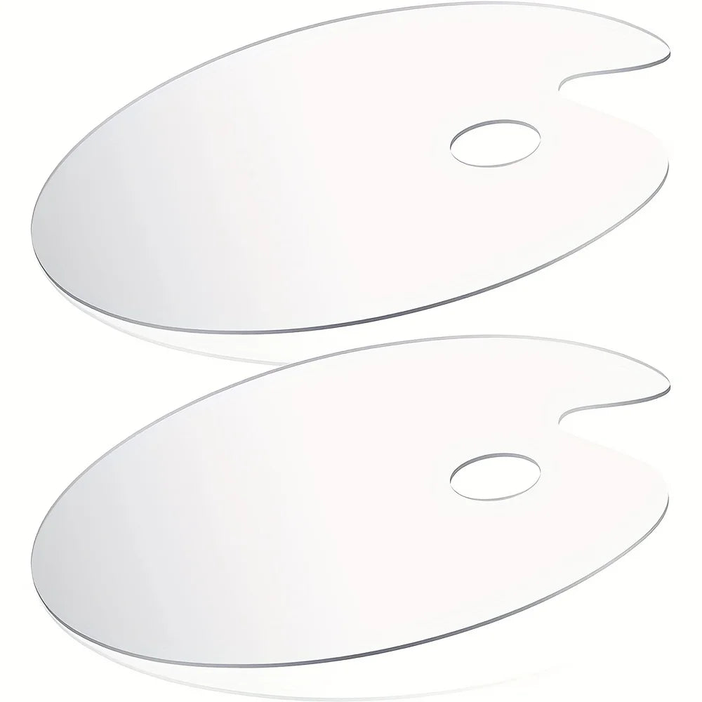 2/6 PCS Acrylic Paint Palette with Thumb Hole Clear, Easy Clean Artist Pallet for Oil Watercolor Craft DIY Art Painting Palette