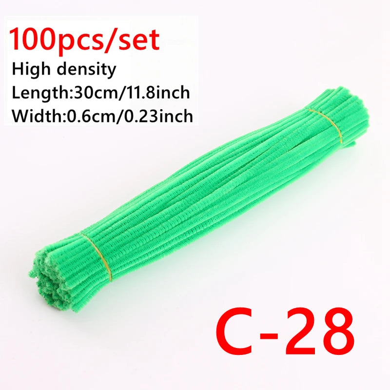 100 Pcs Colorful Chenille Stems Pipe Cleaners Plush Tinsel Stem Wired Sticks Twist Stick Hair Strip DIY Craft Educational Toys