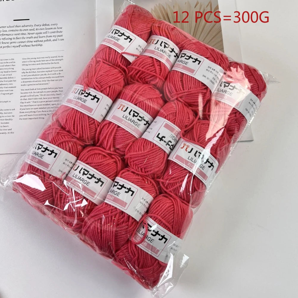 12PCS 300g Milk Yarn Handmade Coarse DIY Weaving Yarn Ball For Sweater Hat Scarve And Other Clothing Soft Crochet Knitting Yarn