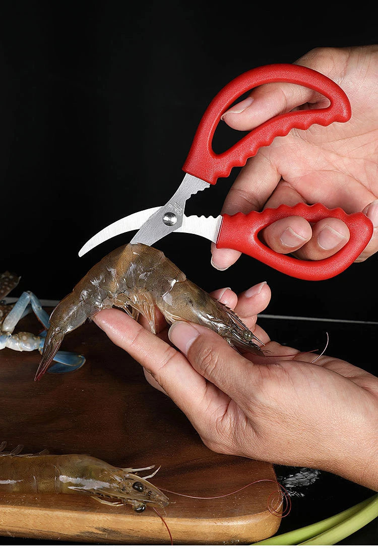 Scissors Kitchen Seafood Scissors Multifunctional Stainless Steel Shears Seafood Fish Crab Shrimp Lobster Scissors Peeling Tool
