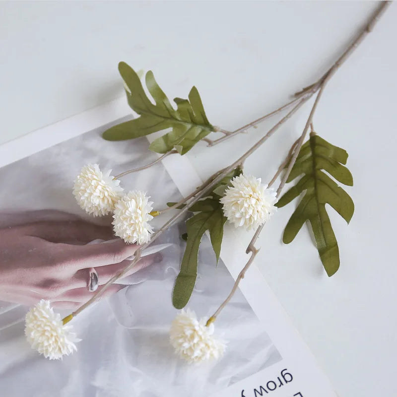 10 pcs Dandelion Artificial Flower Wedding  5 Head Fake Flowers Small Thorn Ball Home Decoration Bouquet Valentine's Day