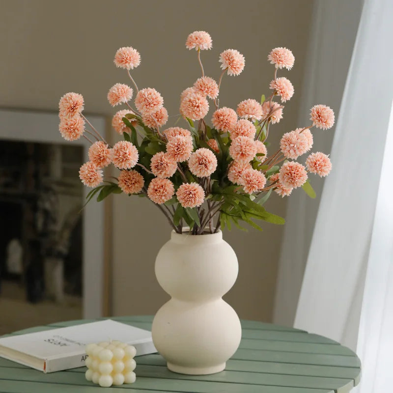 10 pcs Dandelion Artificial Flower Wedding  5 Head Fake Flowers Small Thorn Ball Home Decoration Bouquet Valentine's Day