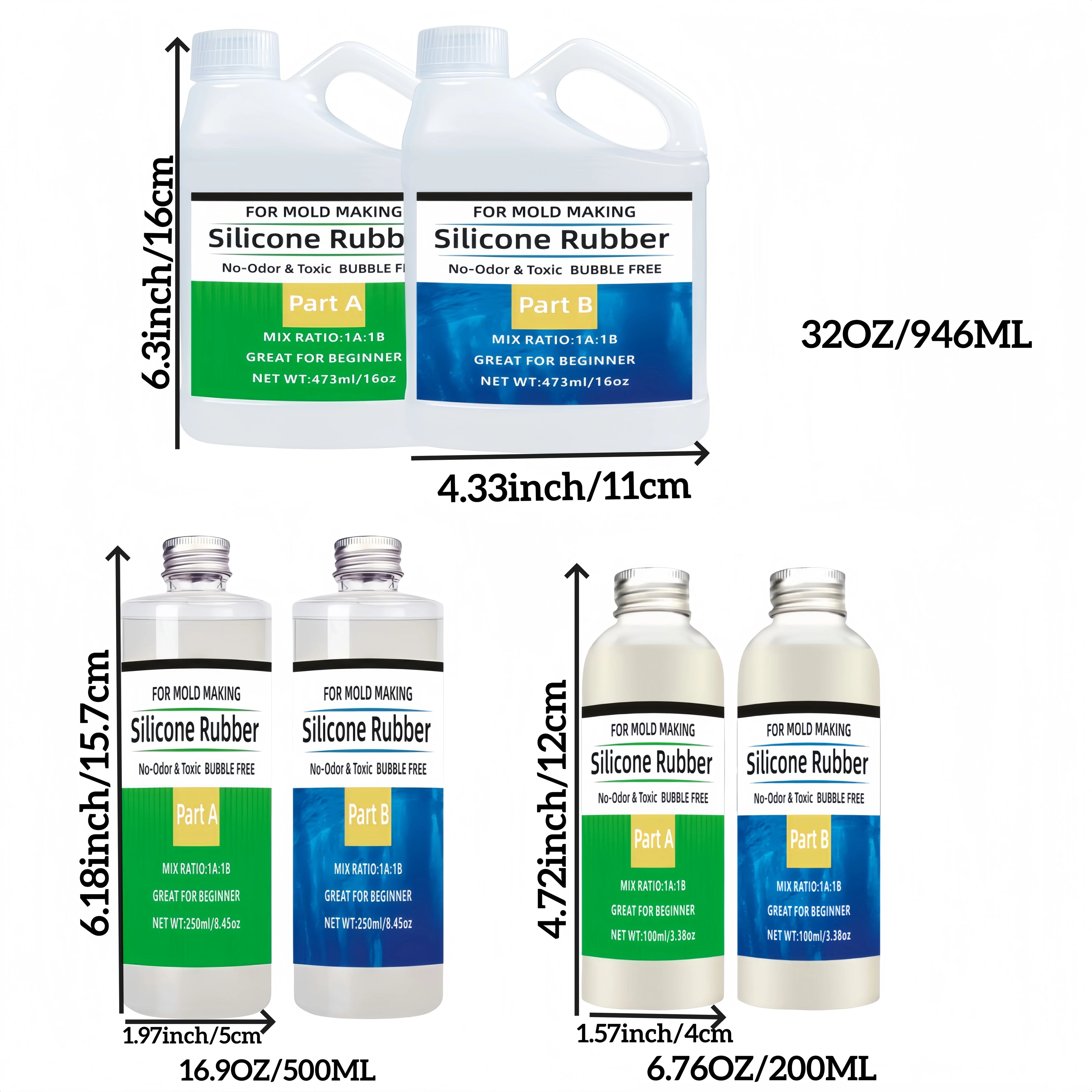 Silicone Mold Making Kit Platinum Translucent Liquid Silicone Rubber for Casting Resin Molds
