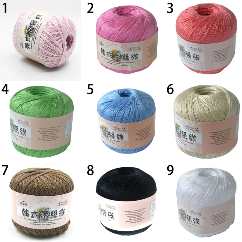 50g /roll 0.8mm Lace Thread Crochet Cotton Yarn Handmade DIY Line Fine Wool for Knitted Woven Sewing Accessories