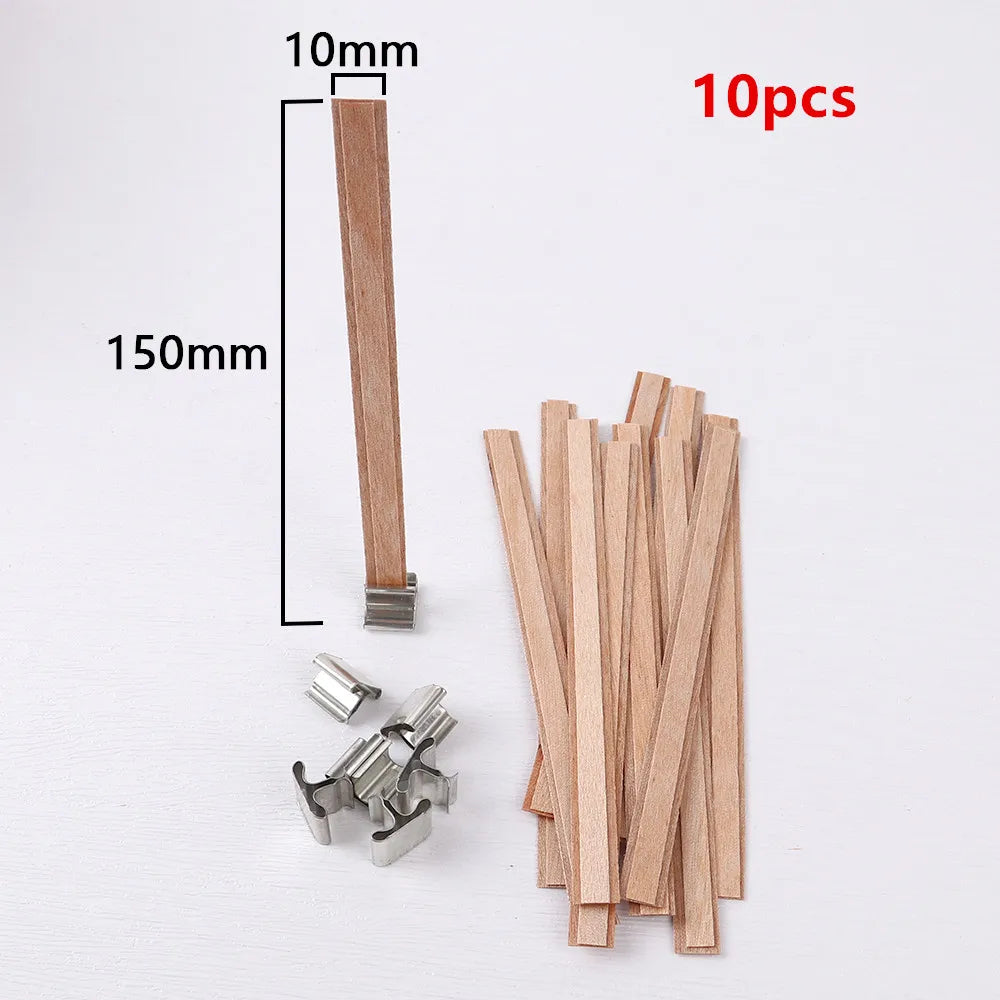 10Pcs Double Layer Wooden Candle Wicks With Base Candle Wick Set Core For Homemade Candle Making Supplies Soy Parffin Wax Wick