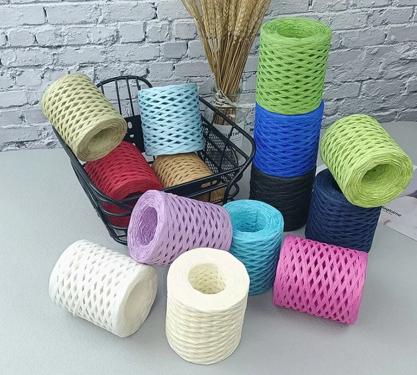 2024 200M Natural Raffia Straw Yarn For Knitting Crocheting Paper Threads DIY Handmade Summer Sunhat Beach Bag Freeshipping
